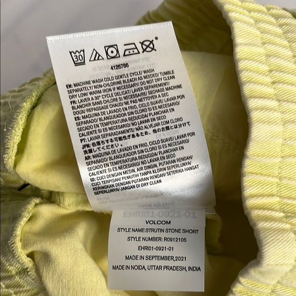 Volcom Yellow Jean Shorts with Frayed Hem - Picture 9 of 10